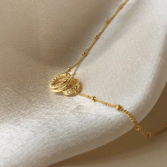 NEW Silver Gold Geometric Irregular Circle Necklace - Picture 3 of 8